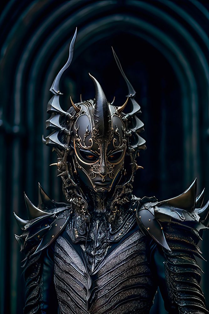 Alien warrior in armor. AI Generated.